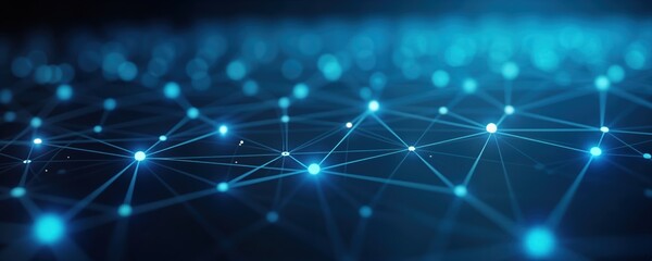 Aufkleber - abstract futuristic tech background. blue glowing connection lines, dots. network data transfer. mod