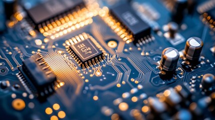 Poster - abstract technology circuit board background with shield symbols concept of data protection and cybe