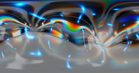 Poster - 3d rendering. HDRI environment map. 360 degree spherical seamless vr panorama. Abstract empty t interior with abstract rectangular decorative elements with neon lighting.