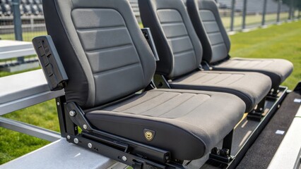 Poster - A closeup showcasing the ergonomic design features of a modular seat with an emphasis on comfort and user experience tailored for outdoor events.