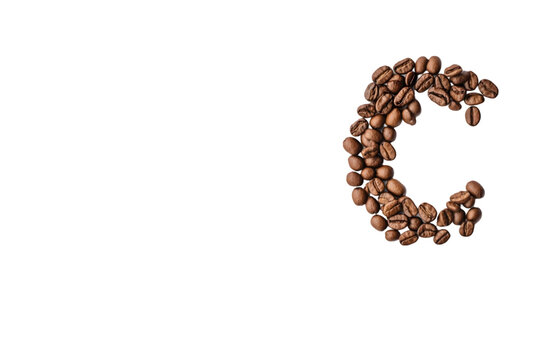 fresh Arabica beans forming the letter 