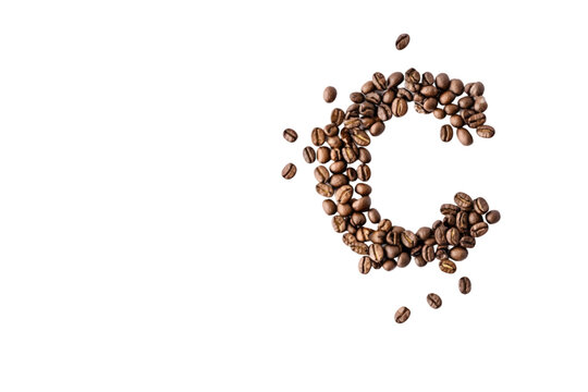 fresh Arabica beans forming the letter 