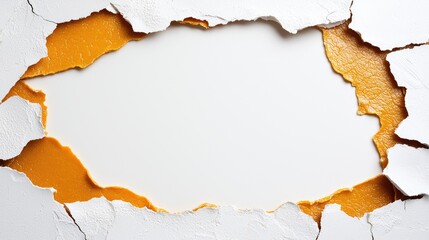 Canvas Print - Torn paper frame, orange paste, white background, design element, advertising