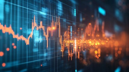 Leinwandbilder - Stock market graph showing growing indicators on blue background
