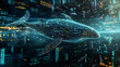 © bephoto - データネットワークの中を泳ぐクジラが数字やグラフに囲まれた未来的な構図