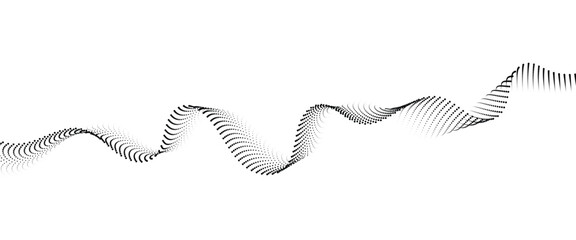 Poster - flowing dot wave halftone gradient pattern on transparent background