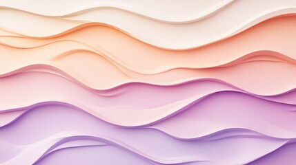 Poster - Abstract pastel waves in soft gradient hues offering gentle flow and modern texture