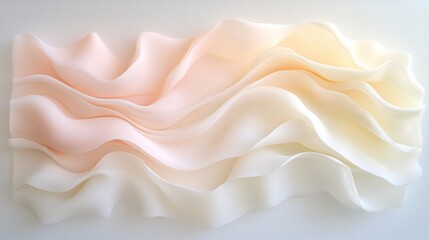 Poster - Abstract fluid waves of soft pink and white hues create a soothing layered surface