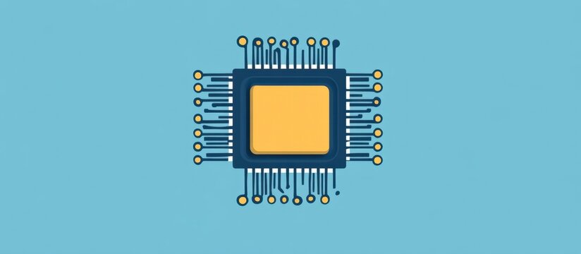 Microchip Icon Smiling Blue Background Minimalist Design