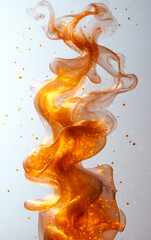 Poster - A large orange flame with a lot of smoke and sparks. The smoke and sparks are scattered all over the image