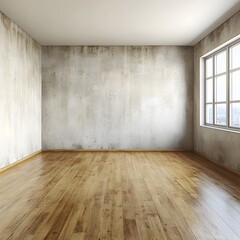 Canvas Print - Empty Room with Wooden Floor and Concrete Wall, Modern Interior Design