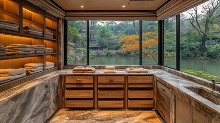 Serene Spa Room with Lake View: Luxurious Relaxation and Tranquility