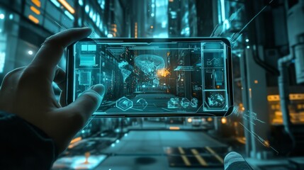 Poster - mobile global internet communications. world wide web on phone via wireless satellite network techno