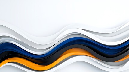 Poster - Abstract wavy background with blue, orange, black and white layers.