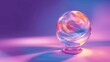 © BleizerShtorn - Crystal ball emitting soft pink and blue glowing light on a vibrant purple background, symbolizing magic, mystery, and serenity