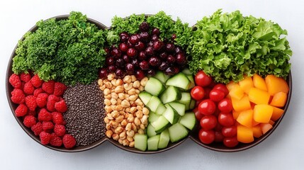 Canvas Print - Vibrant assortment of fresh fruits and vegetables arranged in a bowl, showcasing healthy eating