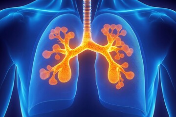 Poster - Detailed illustration of human lungs showcasing respiratory structure and function in a medical context