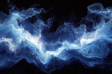 Aufkleber - Abstract blue cosmic swirl with flowing patterns and ethereal effects in a dark background