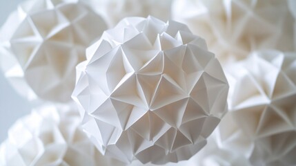 Wall Mural - White origami spheres creating three dimensional geometric pattern