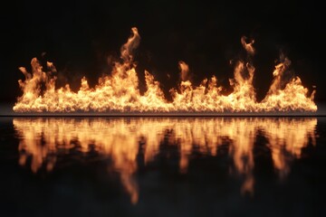 Aufkleber - Dynamic flames create mesmerizing reflections on a dark surface showcasing intense visual contrast and motion