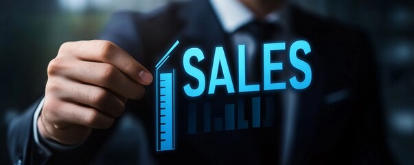 Aufkleber - Businessman analyzing sales growth using a digital interface