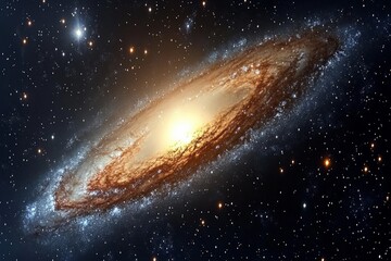 Wall Mural - Beautiful spiral galaxy shining brightly in the cosmos with countless stars and cosmic dust