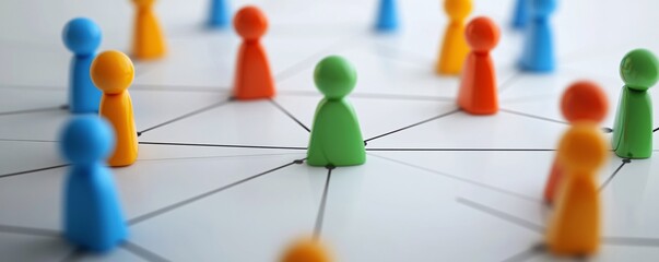 Poster - Green figure standing out connected to other figures by lines