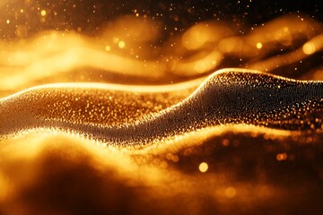 Aufkleber - Golden particles swirl among soft waves of light, creating an enchanting visual effect that captivates viewers