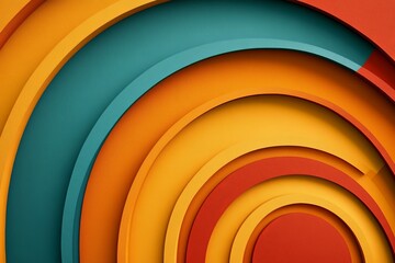 Aufkleber - Abstract layers of bright colors in curved shapes creating a dynamic visual effect in a modern design