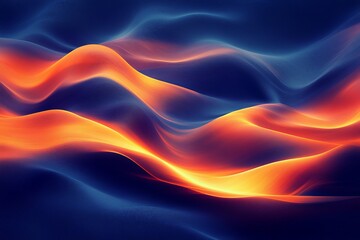 Poster - Flowing waves of vibrant orange and deep blue create a stunning abstract visual in this dynamic composition