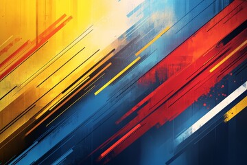 Leinwandbilder - Colorful abstract design with dynamic lines on a vibrant background in contrasting hues