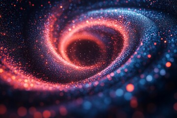 Poster - Vivid cosmic spiral with bright stars in deep space showcasing swirling colors and a central void