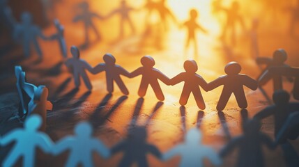 Poster - Paper chain of people holding hands standing in a circle