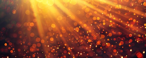 Aufkleber - Bright light rays shining on a golden sparkles background