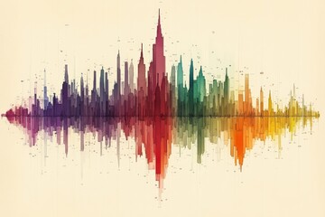 Aufkleber - Colorful sound wave design representing various audio frequencies in a vibrant artistic style