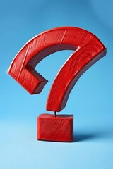 Poster - Big red question mark standing on blue background is asking a big question
