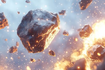 Aufkleber - Meteors shower through the cosmos, illuminating a dramatic space landscape during an otherworldly event