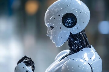 Aufkleber - Advanced humanoid robot in a modern exhibition space showcasing technology and innovation at an event