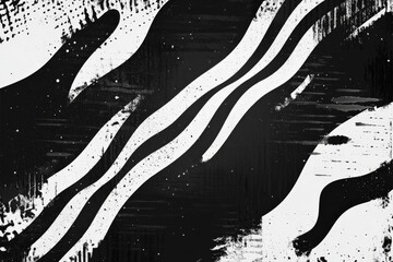 Poster - Abstract black and white pattern featuring dynamic lines and textures