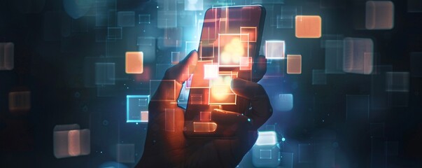 Aufkleber - Person holding a smartphone with a cloud computing icon displayed on the screen