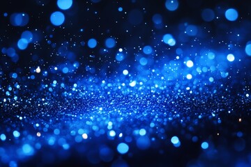 Aufkleber - Shimmering blue particles create an enchanting and vibrant atmosphere in a dark space filled with energy