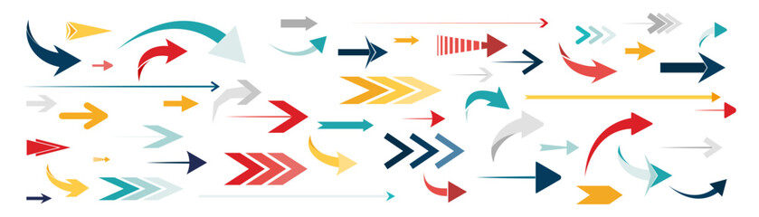 Wall Mural - arrow icon set. colored arrow symbols. arrow of different types. arrow isolated vector graphic eleme