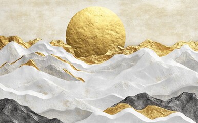 Wall Mural - a volumetric stucco molding depiction on a concrete wall, featuring an abstract white background wit