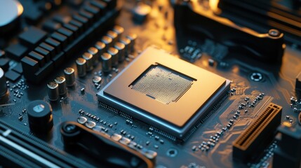 Poster - Close up view of a modern computer motherboard circuit board with components