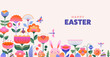© Marina Zlochin - Happy Easter, Modern flat design with flowers, eggs and bunnies, pastel colors