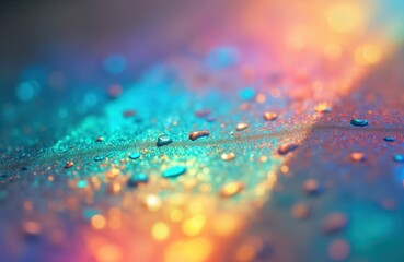 Poster - Abstract iridescent holographic background with blurred mermaid texture. Vibrant colors create futuristic holographic effect. Stylish design with metallic gold, silver tones. Gradient colors blend