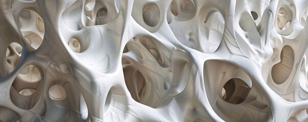 Poster - Intricate network of interconnected organic shapes creating a complex and fascinating visual abstract form