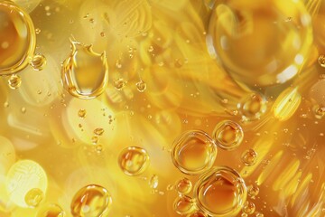 Aufkleber - Abstract background texture created by golden oil bubbles floating on a liquid surface