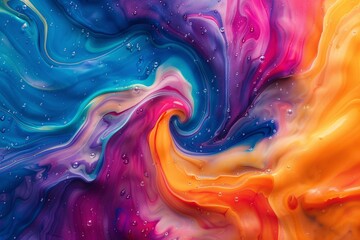 Aufkleber - Psychedelic color palette creates abstract background with liquid paint mixing