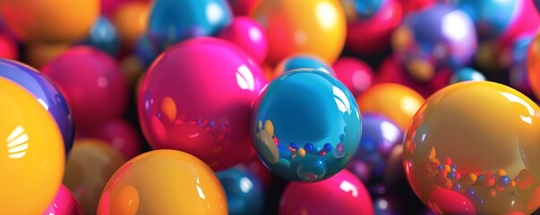 Poster - Vibrant spheres in an abstract composition creating reflections